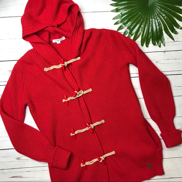 See By Chloe Sweaters - {See by Chloe} sz 4 red hooded toggle sweater coat